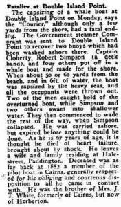 Fatality at Double Island Point. (1918, June 20). The Northern Herald (Cairns, Qld. : 1913 - 1939), p. 7. Retrieved June 15, 2015, from http://nla.gov.au/nla.news-article147517317