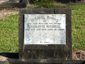 Charlotte Mitchell Headstone close-up - Toowong Cemetery