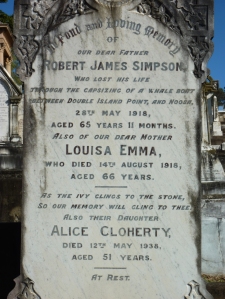 Close-up of Headstone - Simpson Plot - Toowong Cemetery